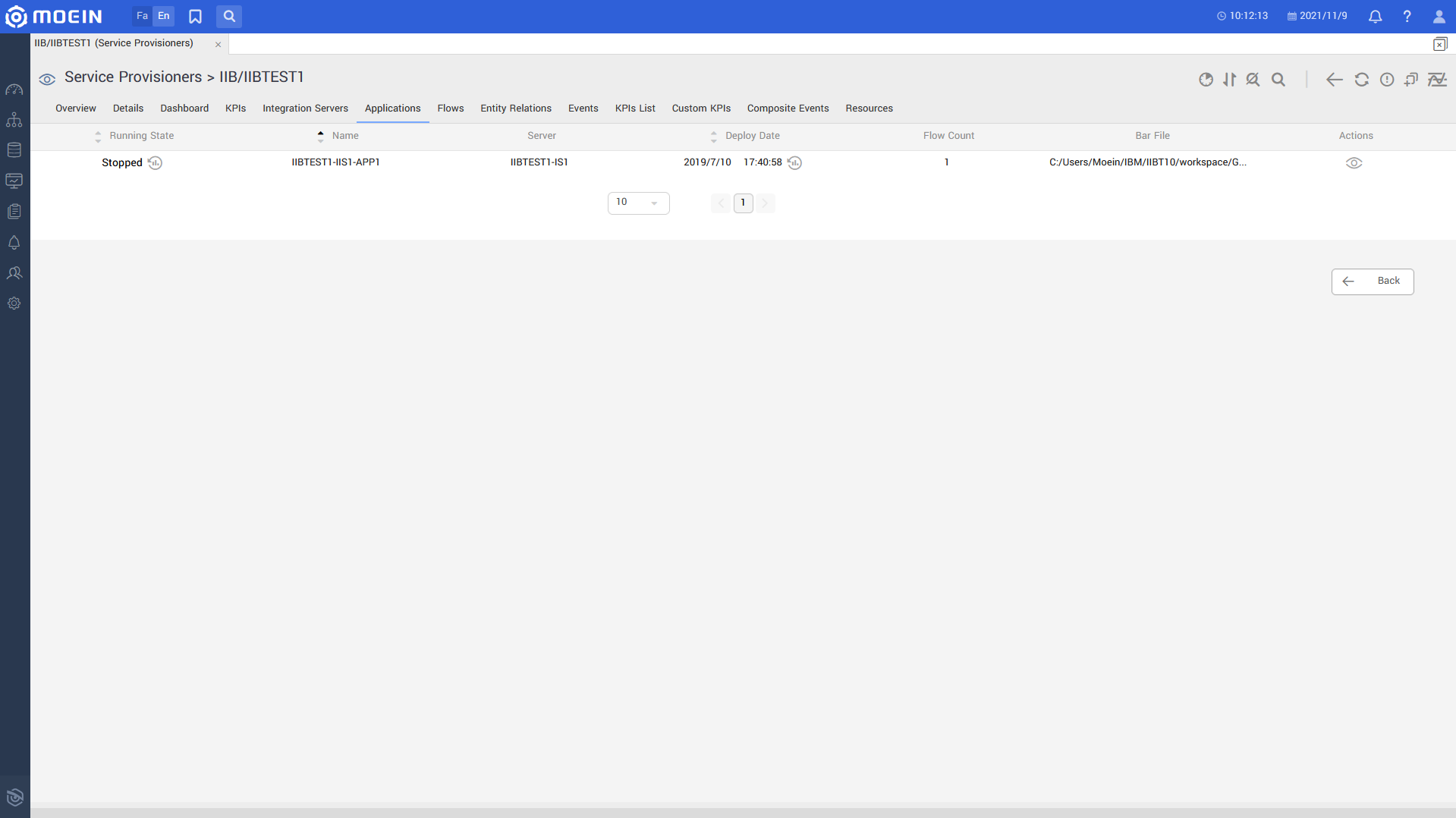 IBM Integration Bus Monitoring application