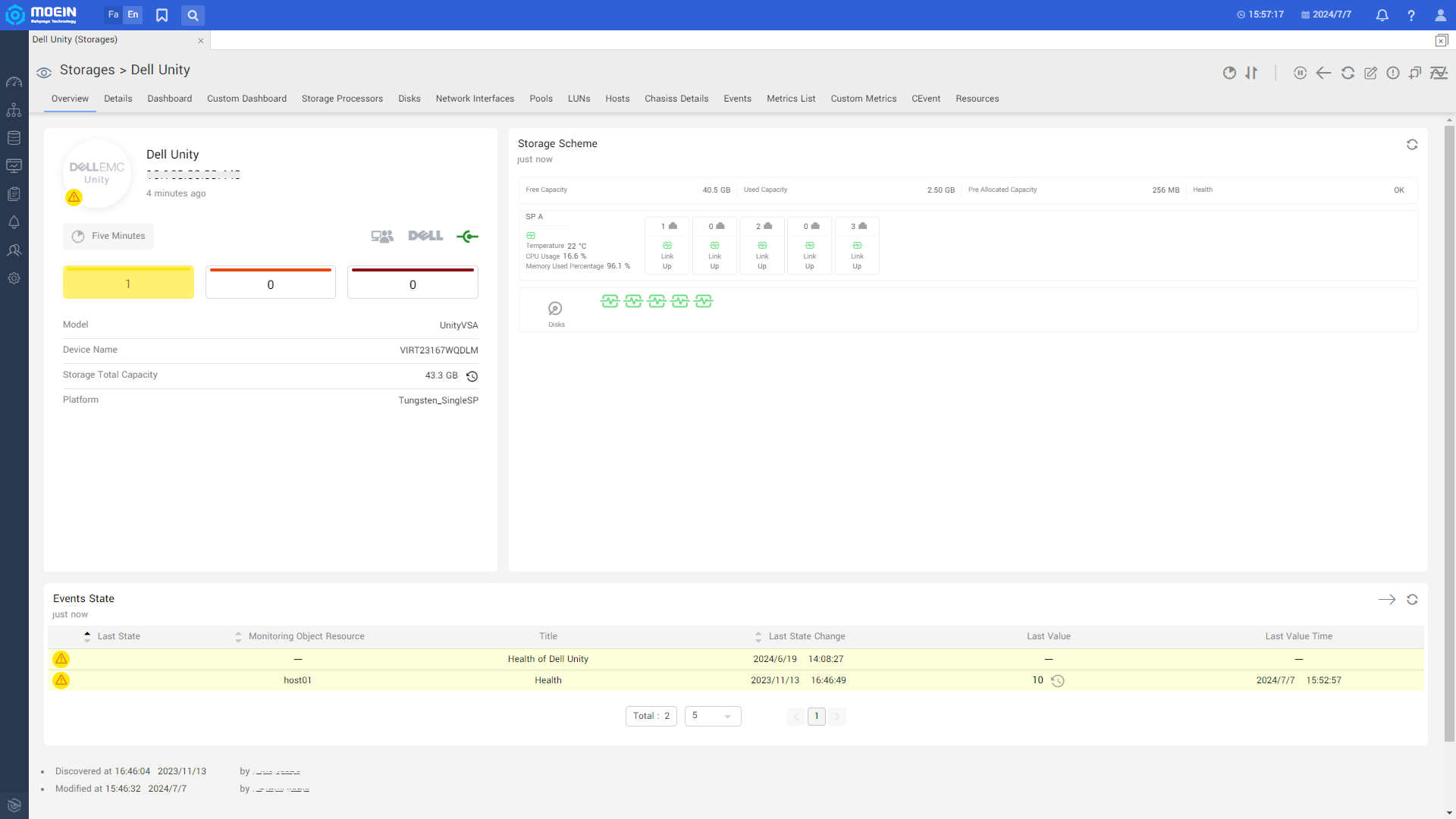 Monitoring Dell Unity Storage