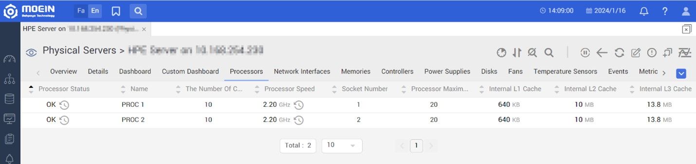 مانیتورینگ پردازنده های سرور HPE