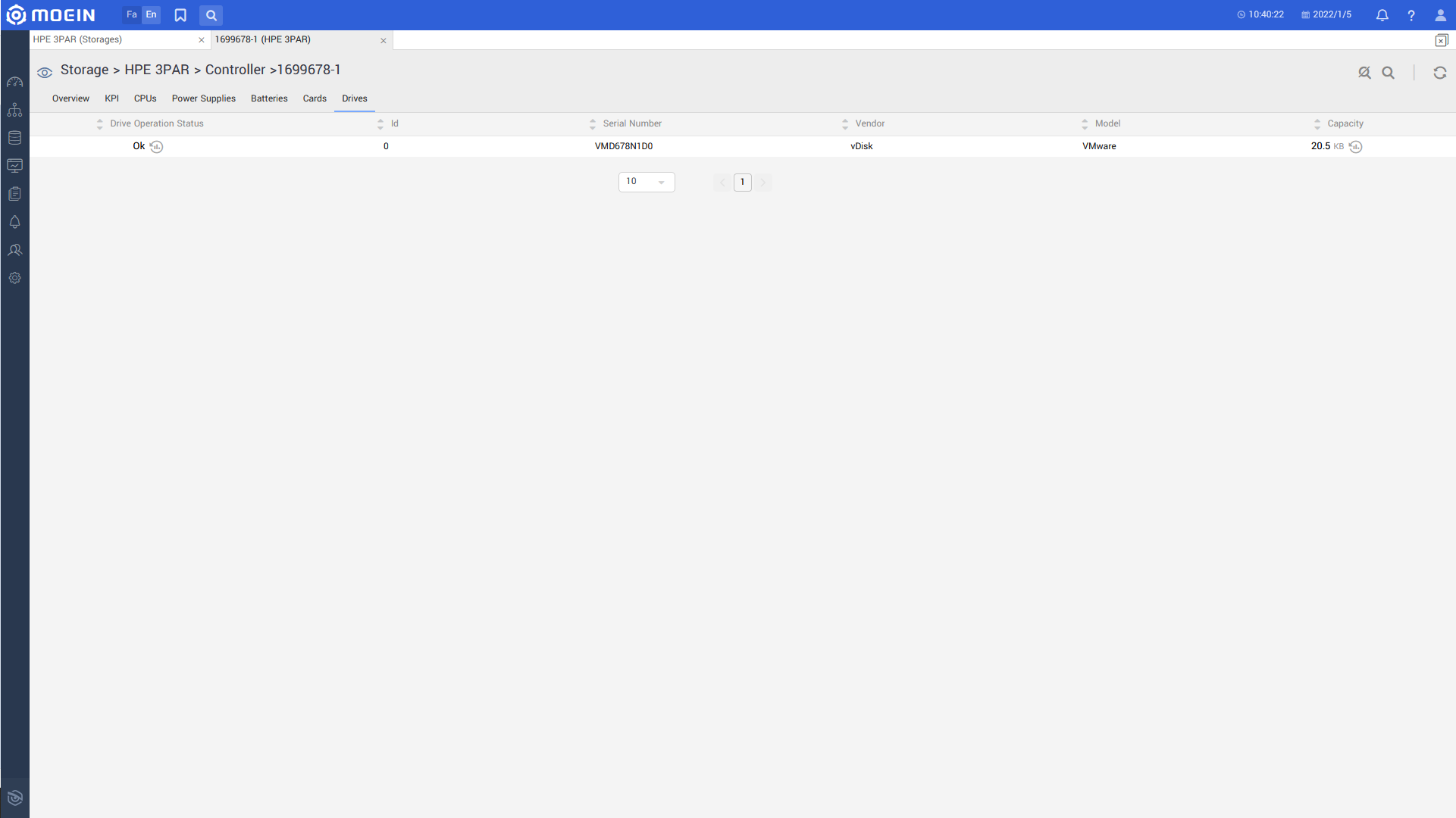 Monitoring Hpe 3Par controllers view drivers